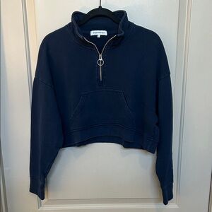 WeWoreWhat Navy Cropped Half-Zip Hoodie